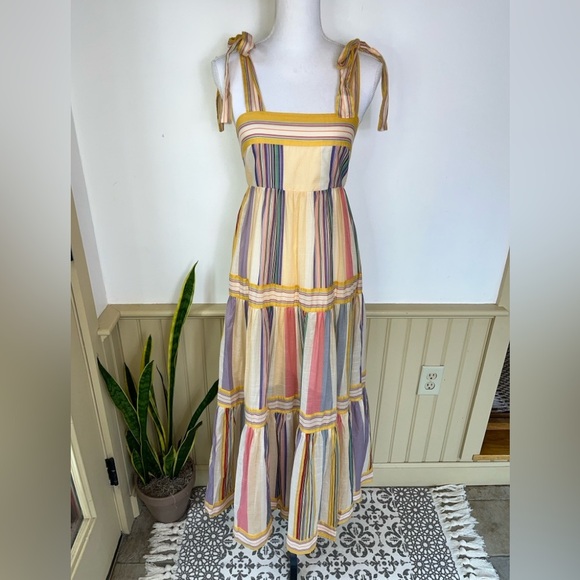 Zimmermann NWT Multicolor Stripe Tiered Maxi Dress Sz 2 M Cotton Resort Wedding - Picture 1 of 16